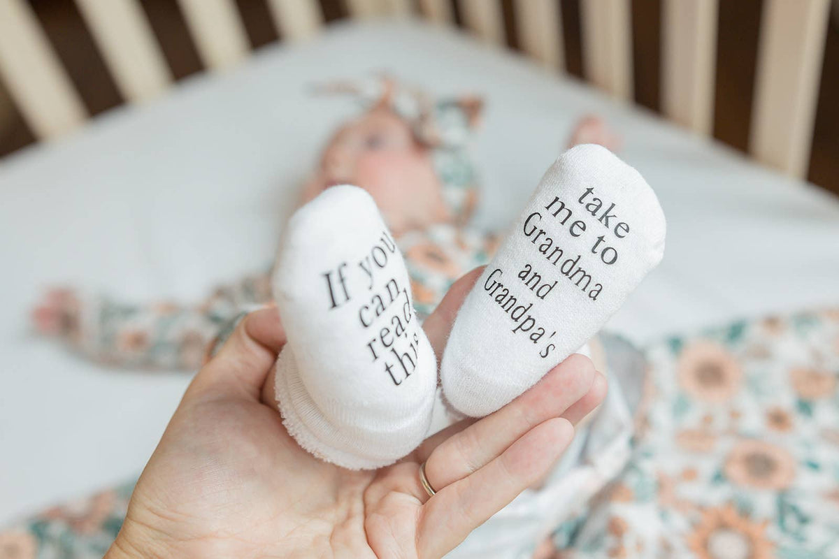 Take Me to Grandma and Grandpas Baby Socks | Grandparents: 0-6mo