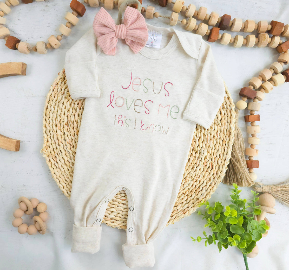 Baby Romper | Baby Girl Outfit - Jesus Loves Me: Newborn, Romper and headband