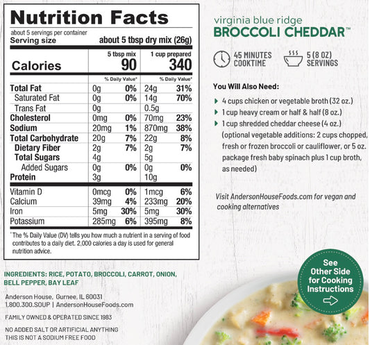 Virginia Blue Ridge Broccoli Cheddar Soup Mix