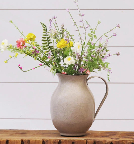 Tan Speckled Enamel Pitcher