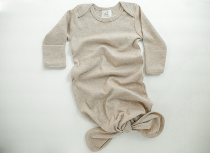 Baby Knotted Gown - Heather Colors: Oatmeal, Gown only