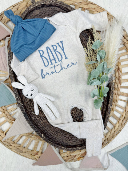 Baby sister footie | little sibling baby outfit: 0-3M, Baby sister footie + bow