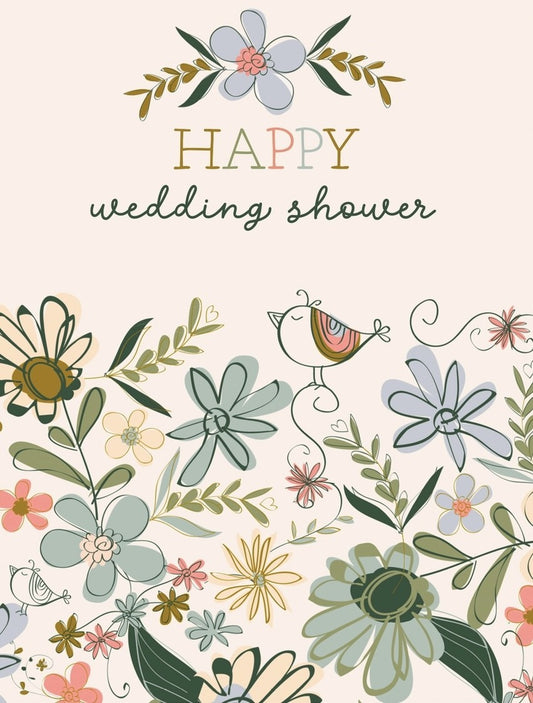 Wedding Shower Greeting Card - Flowers and Birds