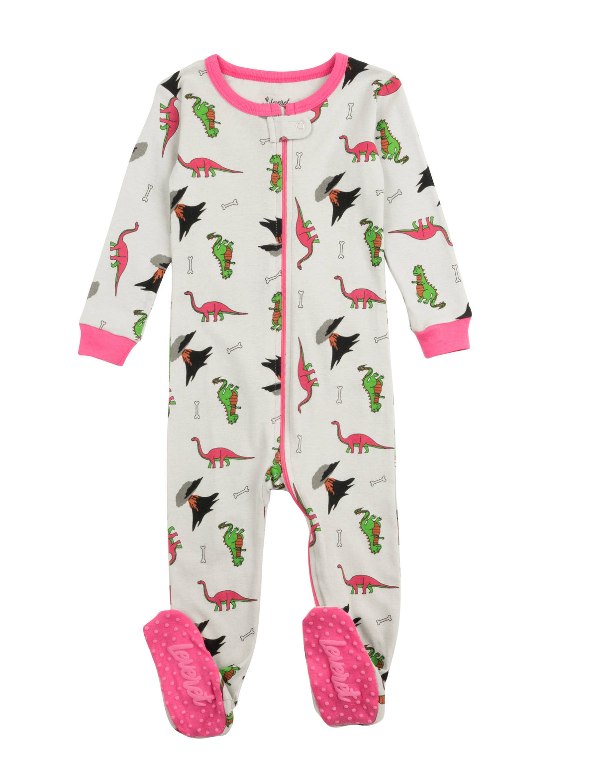 Baby Footed Cotton Pajama Print Dinosaurs: DINOSAUR BLUE, 6-12 Month