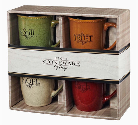4 Pc. Mug Set---Faith, Trust, Hope, Be Still