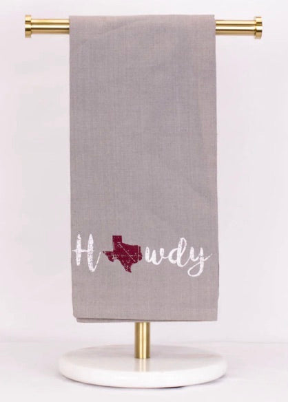 Texas Howdy Hand Towel Gray/White