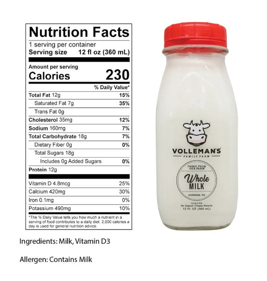 Volleman's Whole Milk A2A2 - 12 oz.
