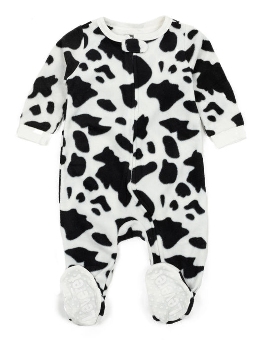 Baby Footed Fleece Pajama Black Cow: 3-6 month