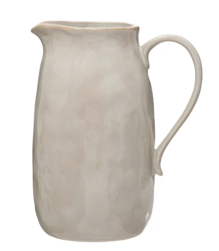 62 oz. White Stoneware Pitcher