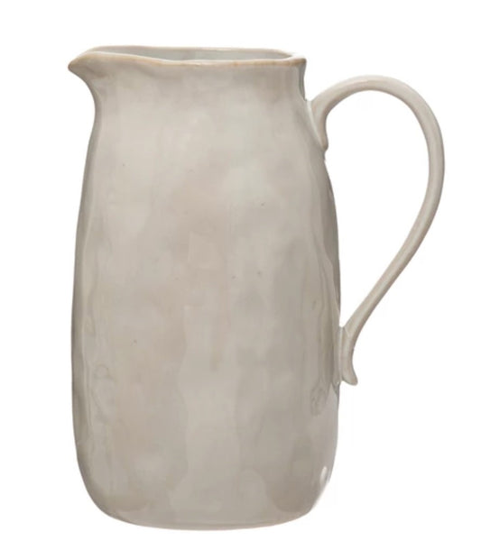 62 oz. White Stoneware Pitcher