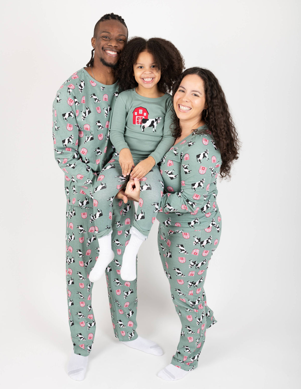 Kids Two Piece Cotton Pajamas Cow Green: 2 year