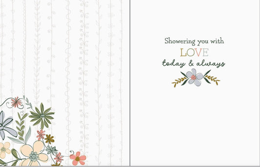 Wedding Shower Greeting Card - Flowers and Birds