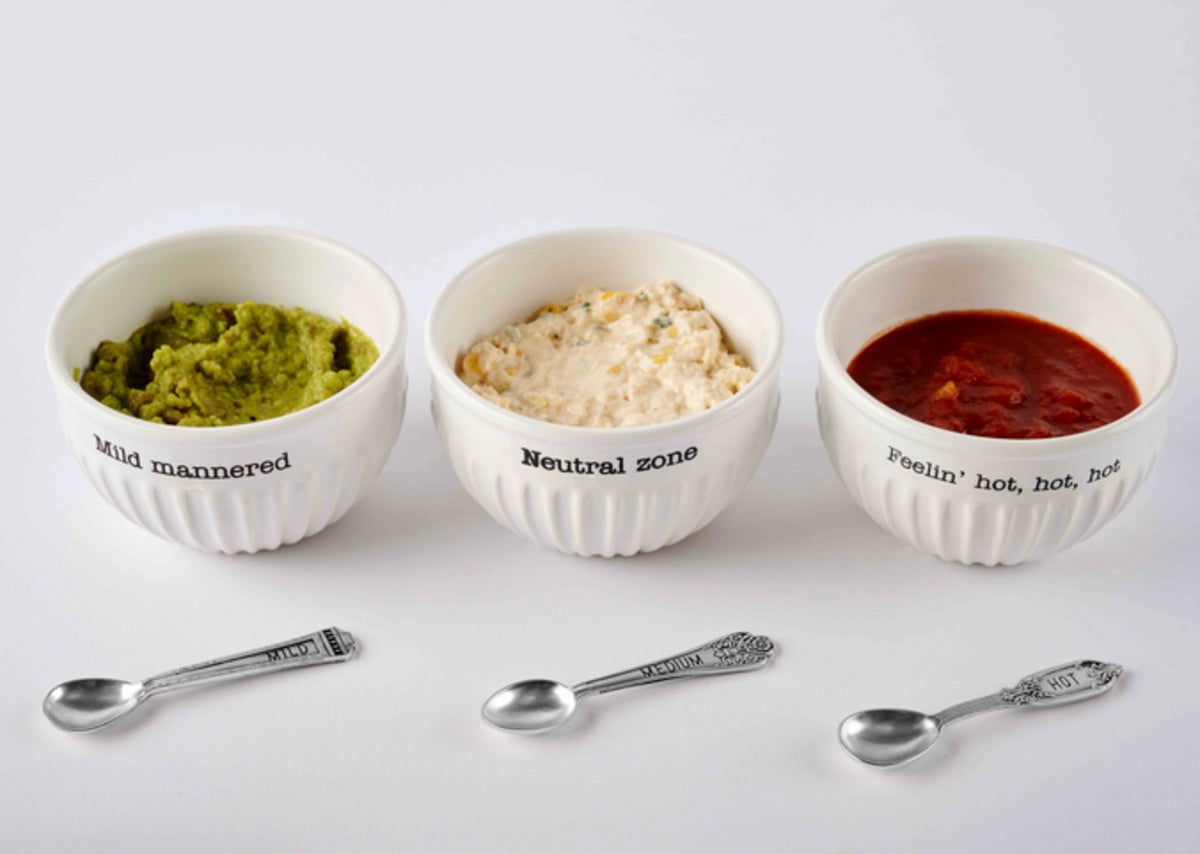 Mild, Medium, Hot Sauce Dip/Bowl Set