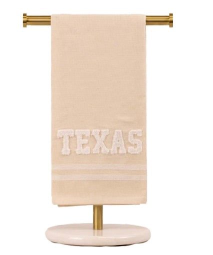 Texas Embroidery Hand Towel--Oat/Soft White